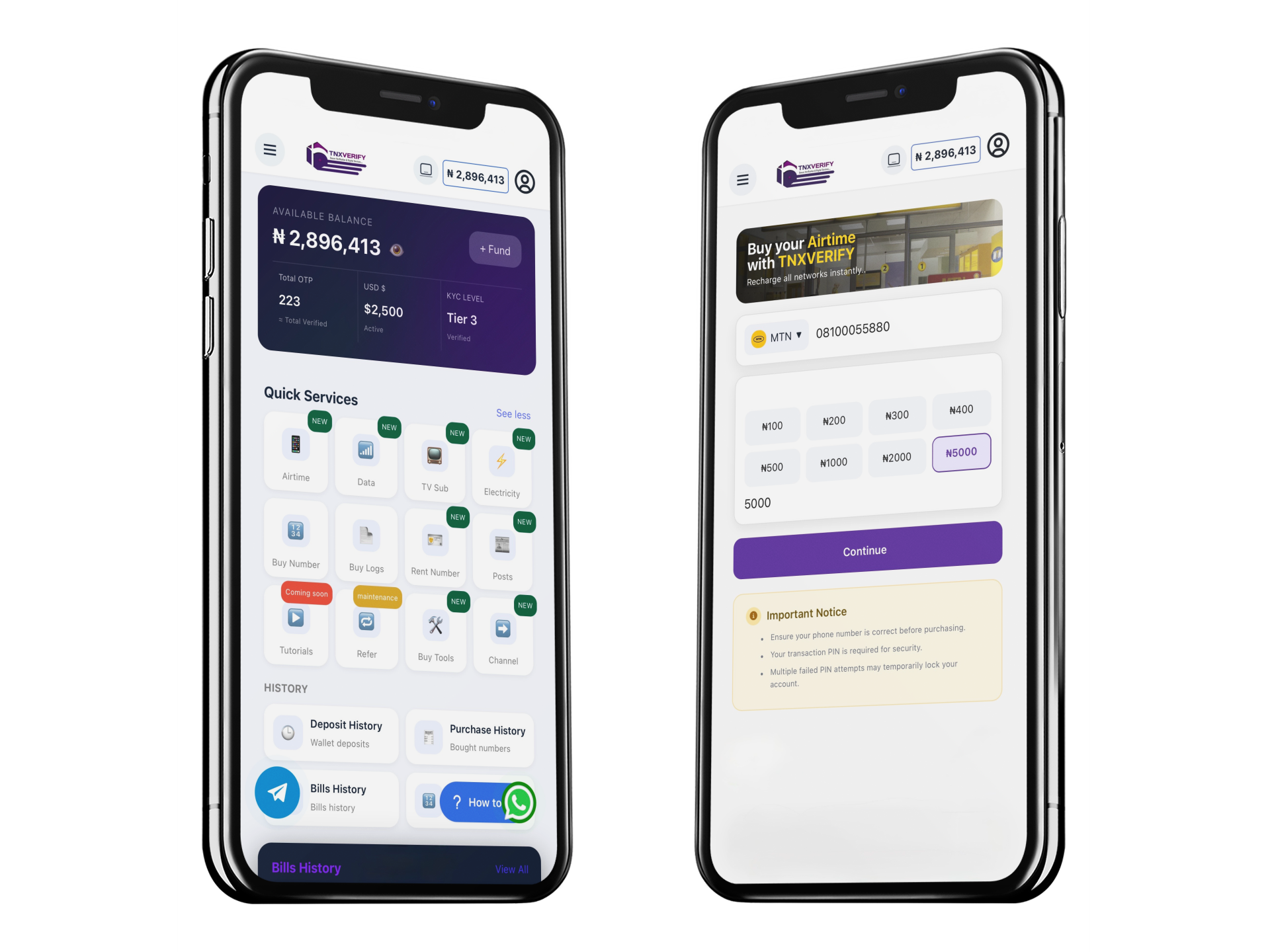 TNXVERIFY App Mockup